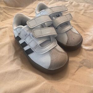 adidas Kids White and Black Velcro Sneakers